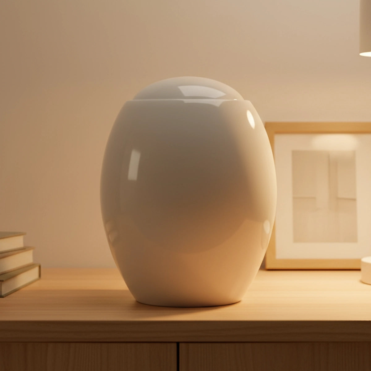 Sandy White Modern Adult Cremation Urn for Ashes