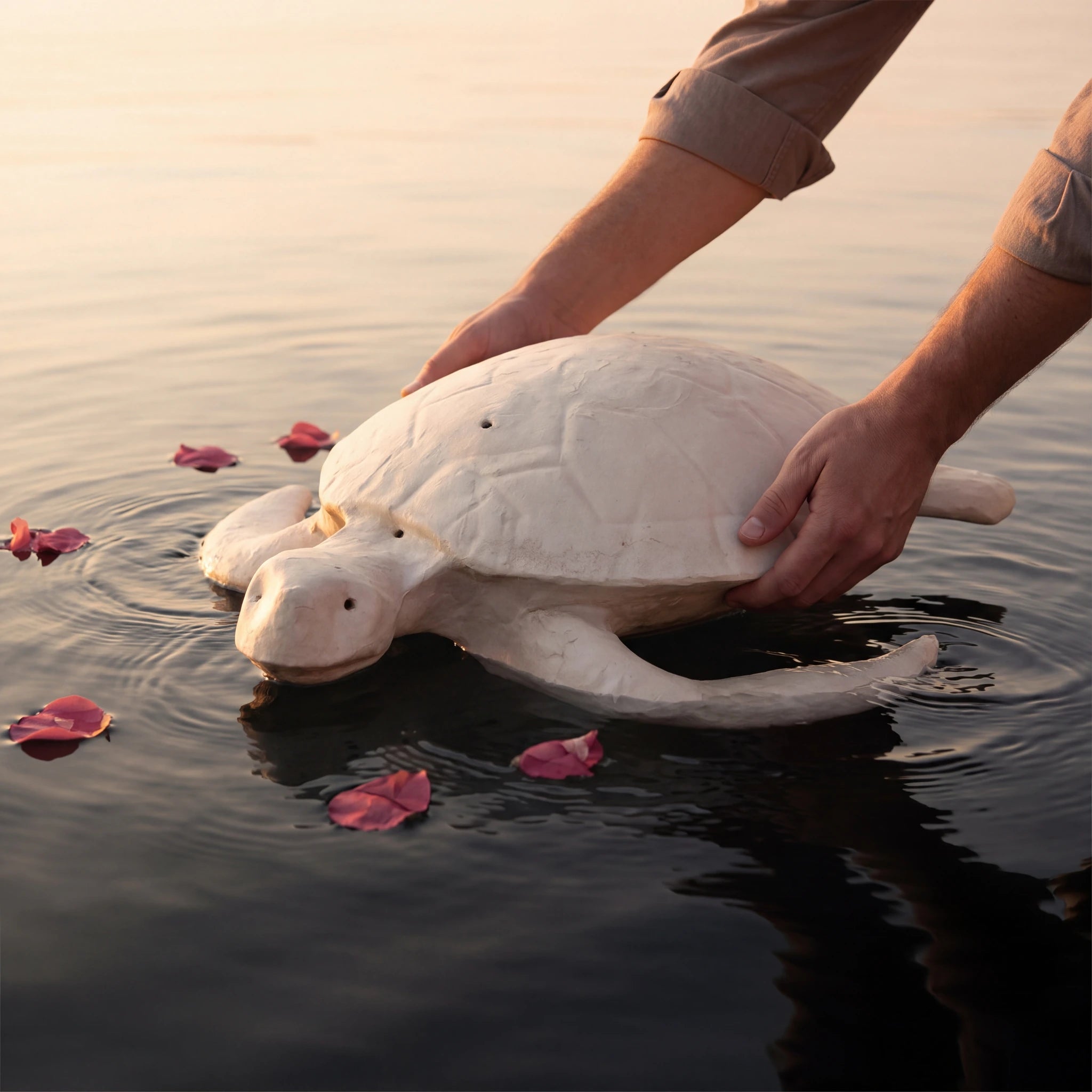 Sea Turtle Biodegradable Water Urn for Ashes in Dune - Adult