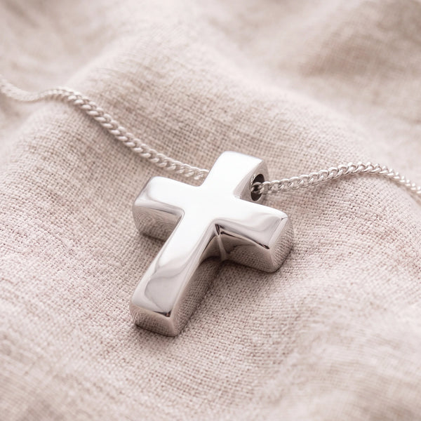 Self-fill-Cross-Memorial-Ashes-Pendant-On-Linen