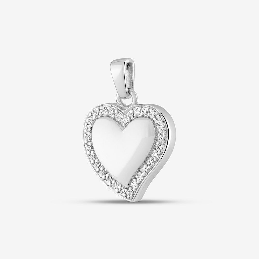 Self fill Crystal Edge Heart Memorial Ashes Pendant in Sterling Silver