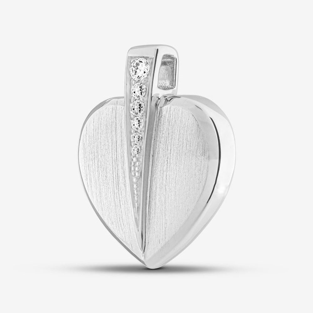 Self fill Crystal Embraced Heart Memorial Ashes Pendant in Silver