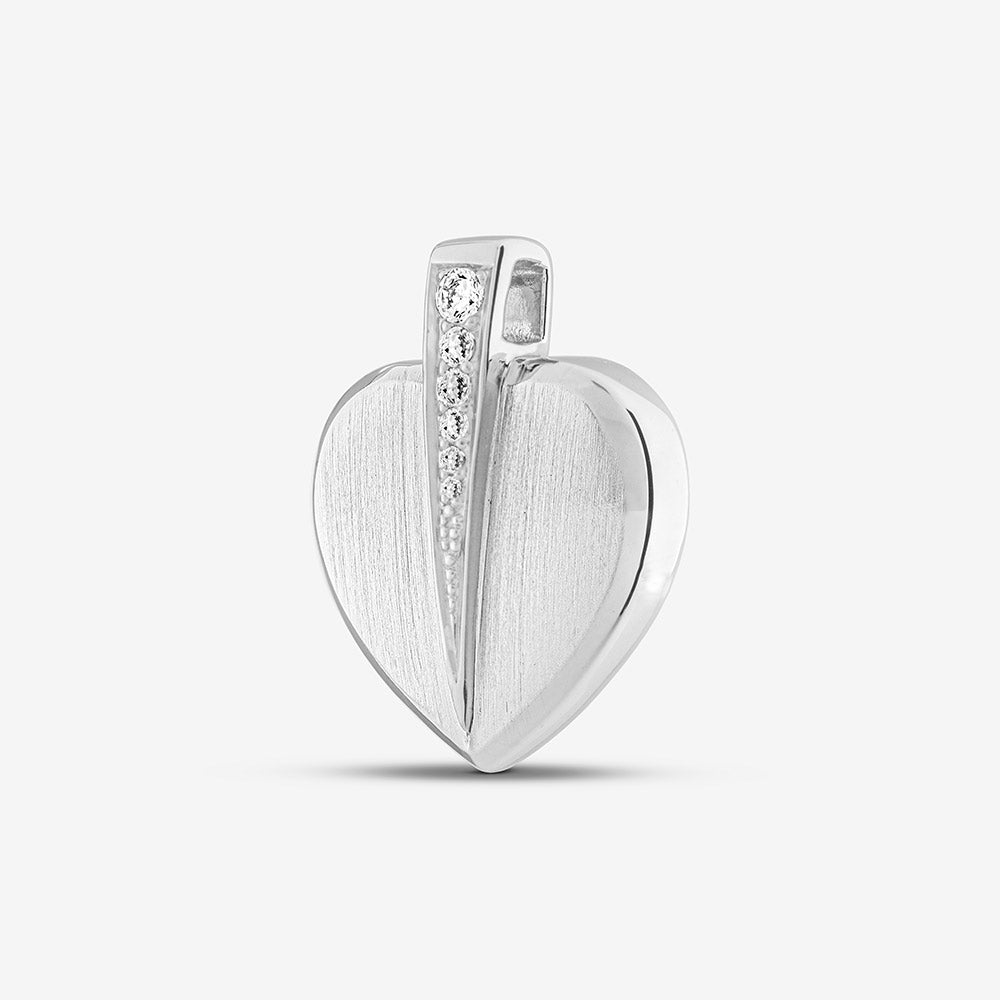 Self fill Crystal Embraced Heart Memorial Ashes Pendant in Sterling Silver