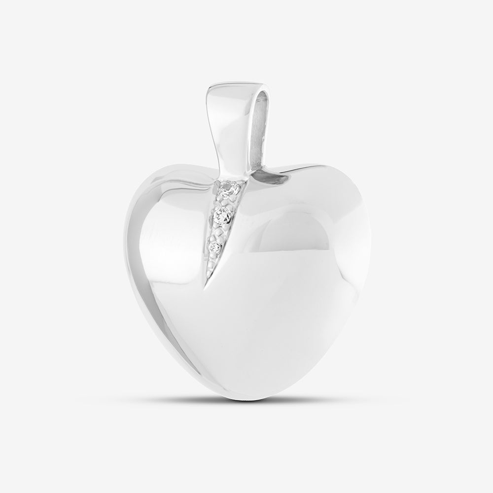 Self fill Crystal Heart Memorial Ashes Pendant in Sterling Silver