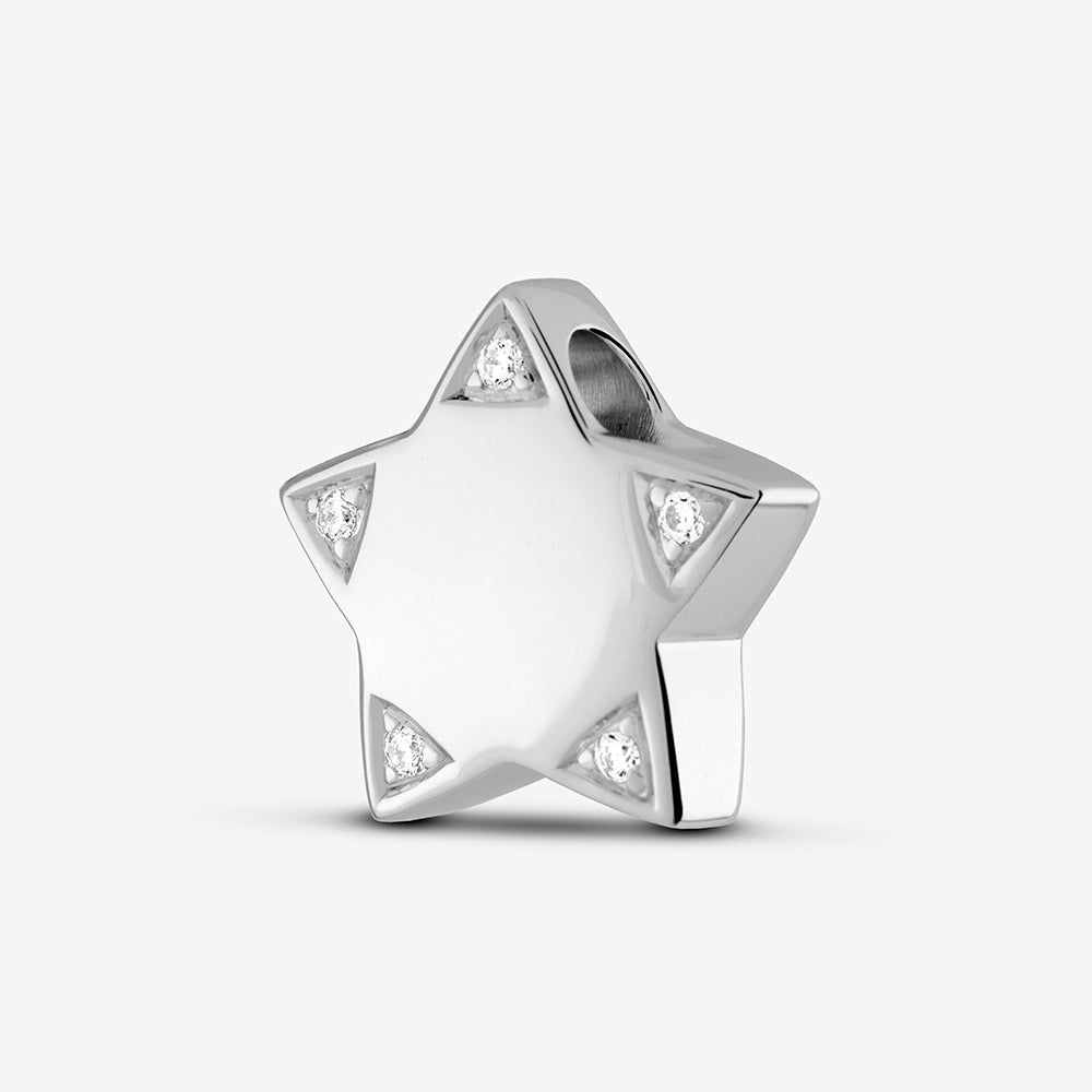 Self fill Crystal Star Memorial Ashes Pendant in Sterling Silver