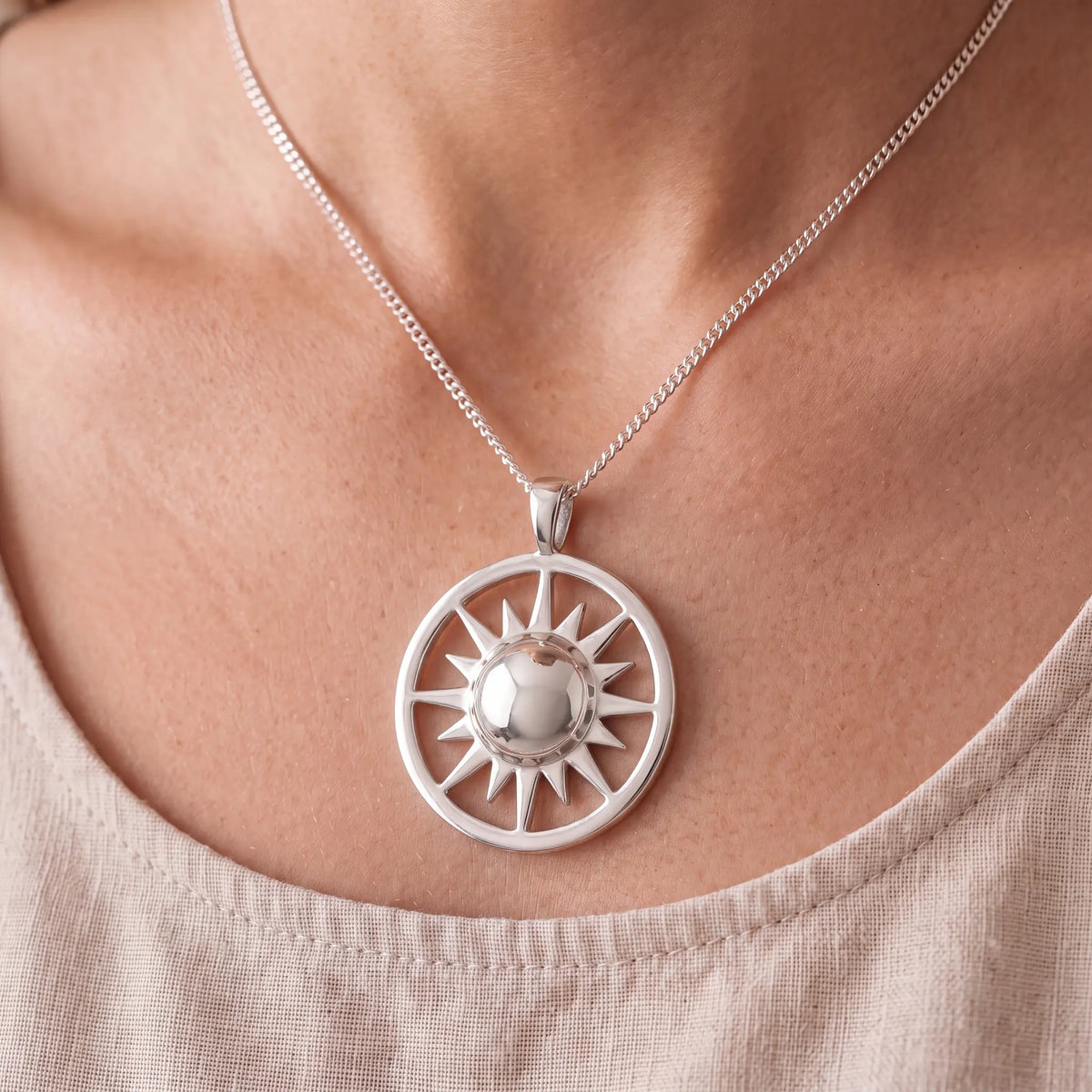 Self-fill-Eternal-Sun-Memorial-Ashes-Pendant-Worn