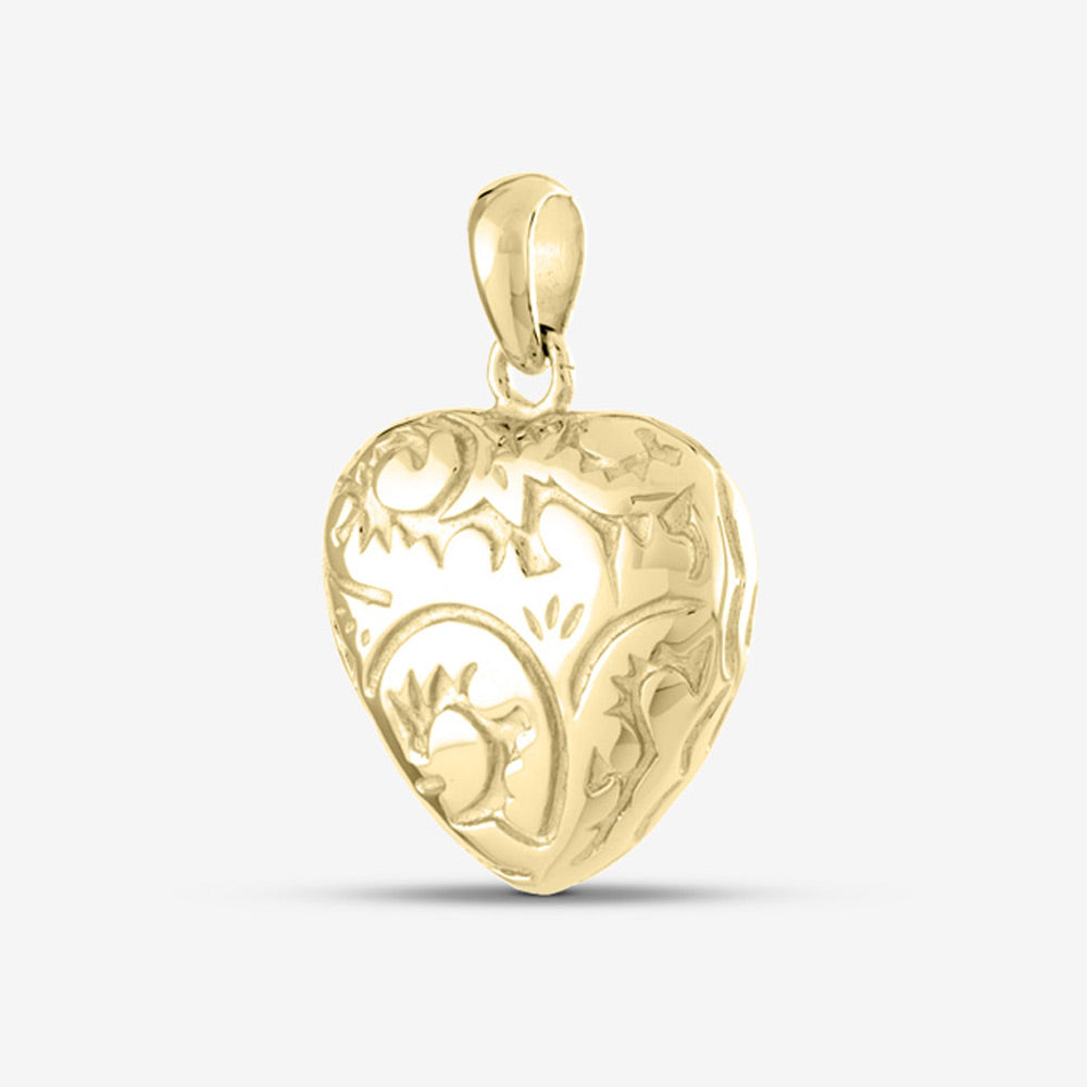 Self fill Flourish Heart Memorial Ashes Pendant in Gold