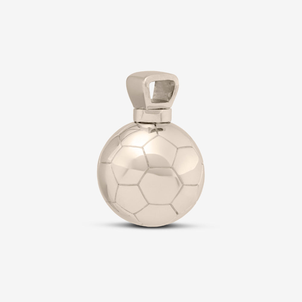 Self fill Football Memorial Ashes Pendant in White Gold