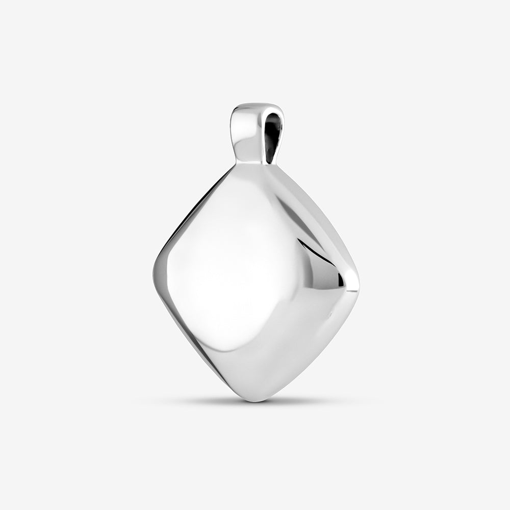 Self fill Glossy Square Memorial Ashes Pendant in Sterling Silver