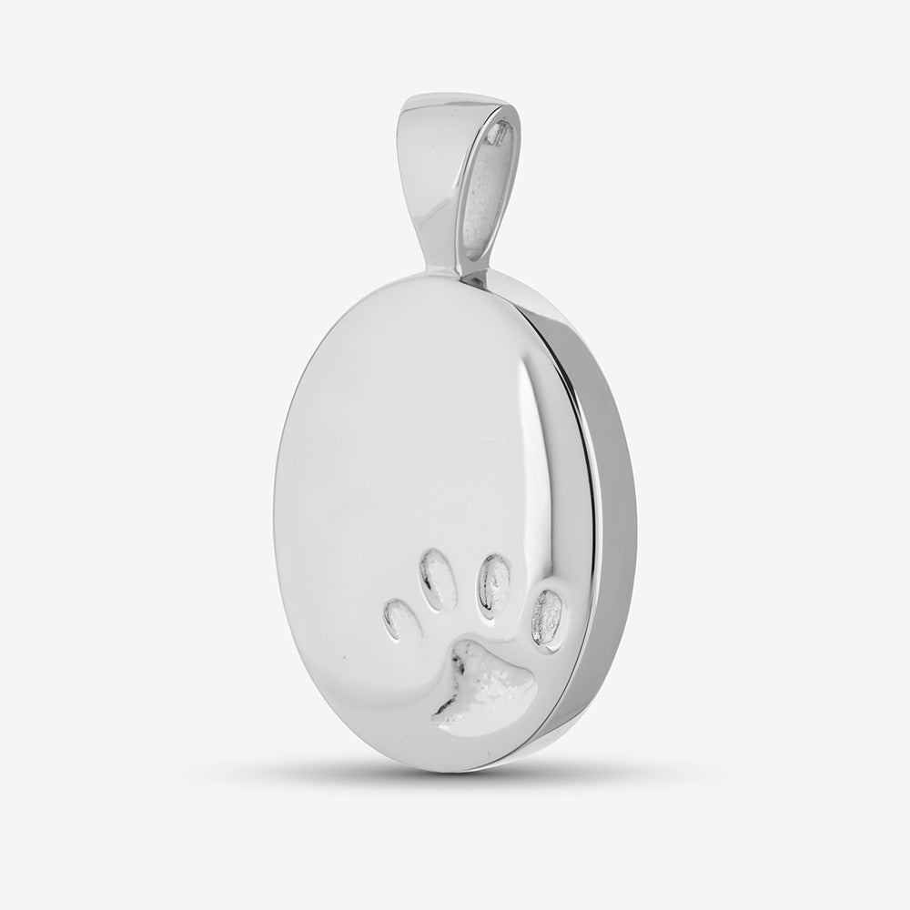 Self fill Paw Print Memorial Ashes Pendant in Sterling Silver