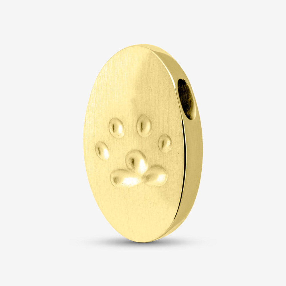 Self fill Paw Print Oval Memorial Ashes Pendant in Gold