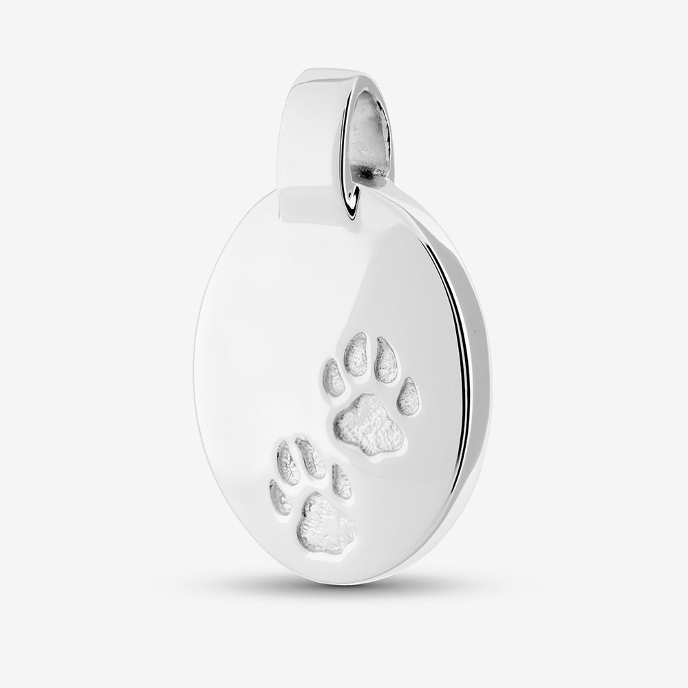 Self fill Paw Print Set Memorial Ashes Pendant in Sterling Silver