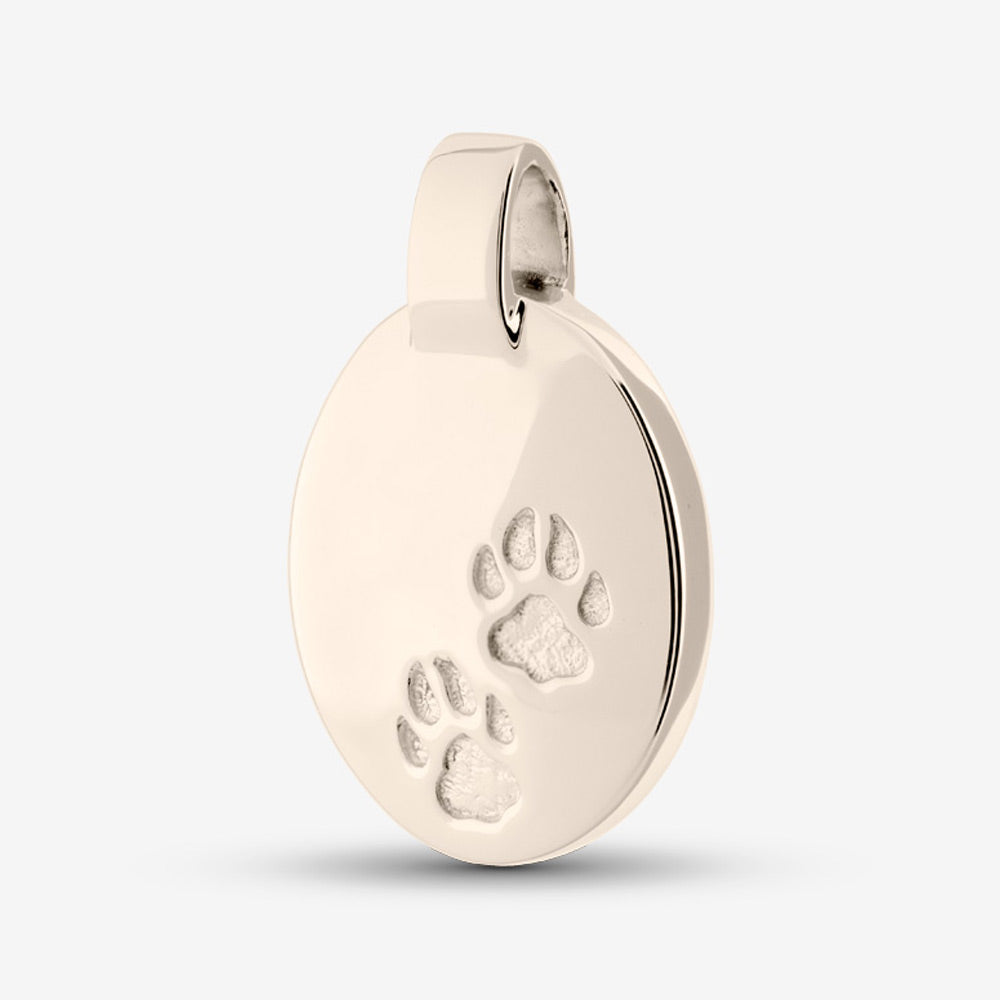 Self fill Paw Print Set Memorial Ashes Pendant in White Gold