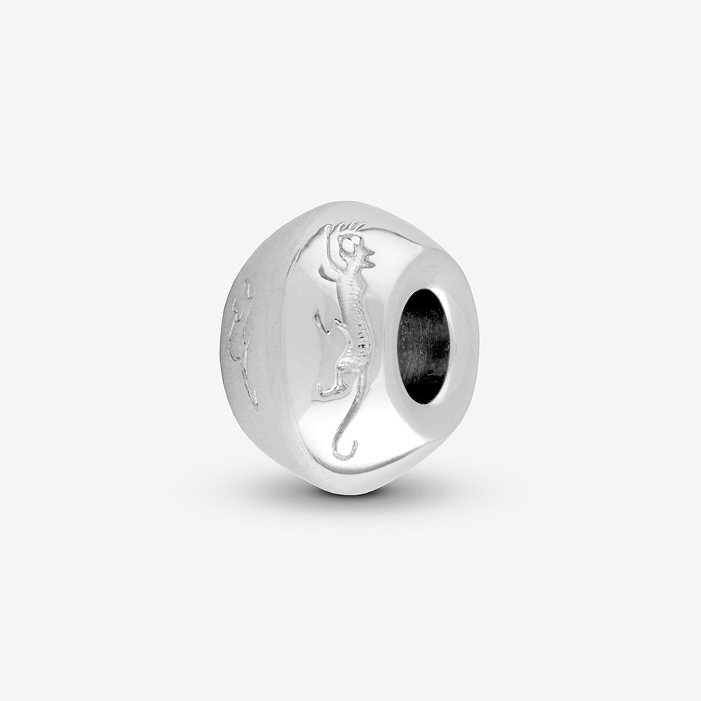 Self fill Round Cat and Mouse Memorial Ashes Charm Bead in Sterling Silver