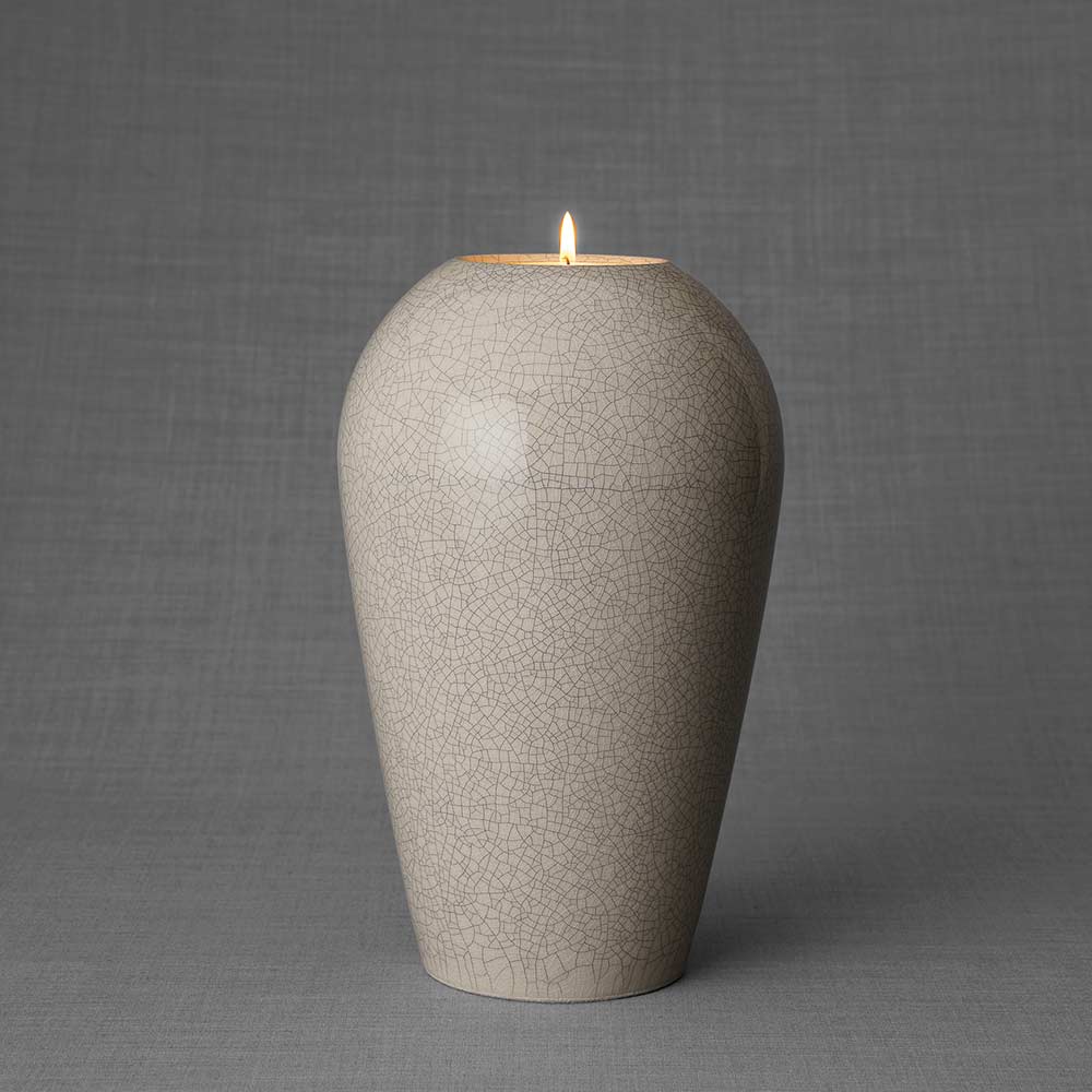 Serenity Adult Cremation Urn for Ashes in Crackle Glaze Front View