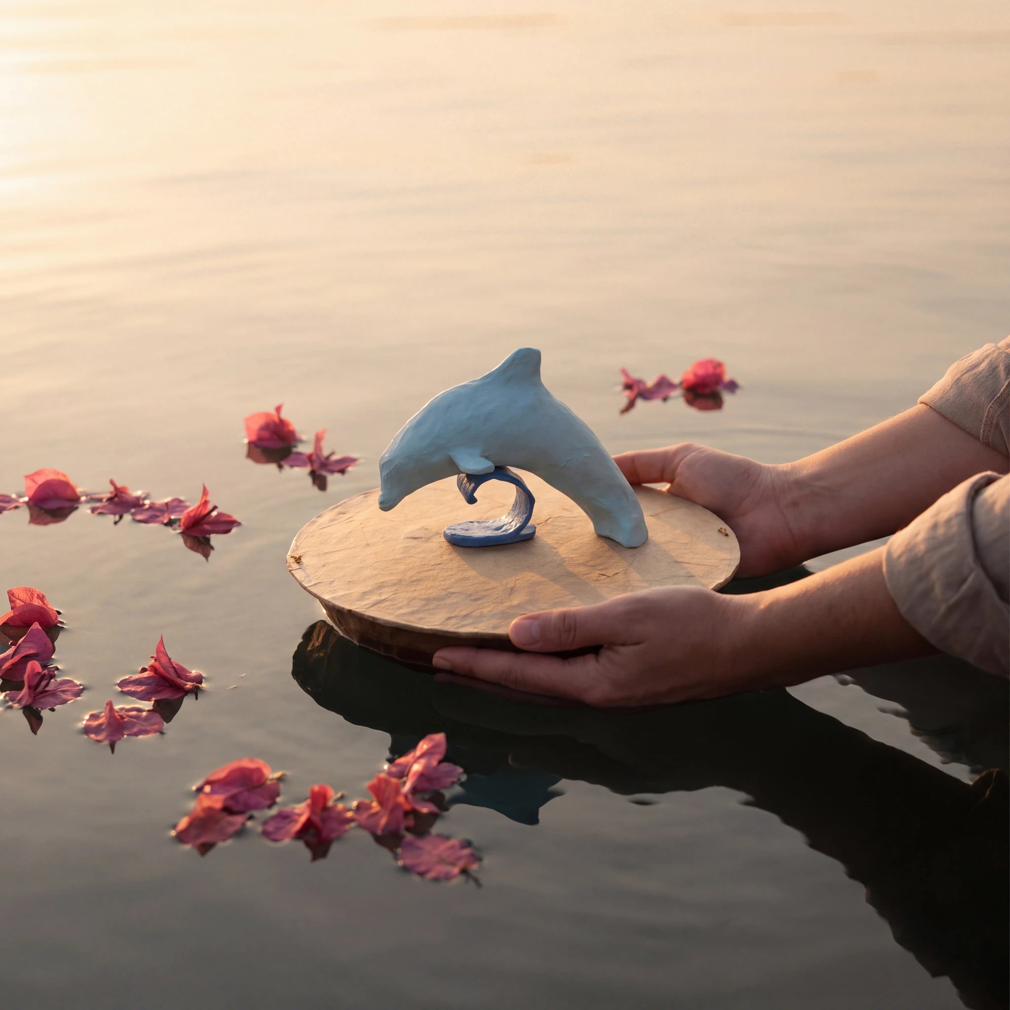Serenity Dolphin Biodegradable Water Urn for Ashes