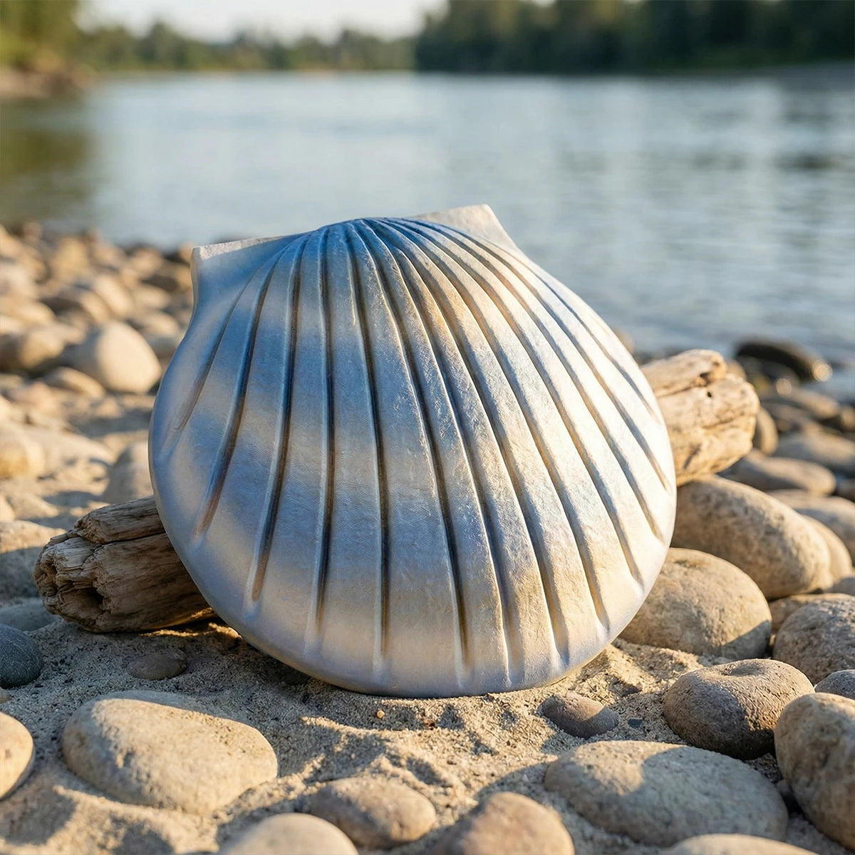 Shell Biodegradable Water Urns for Ashes in Aqua Blue