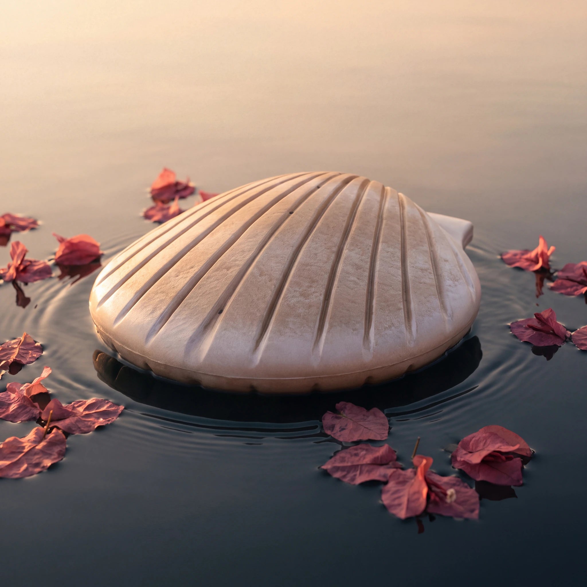 Shell Biodegradable Water Urn for Ashes in Sand
