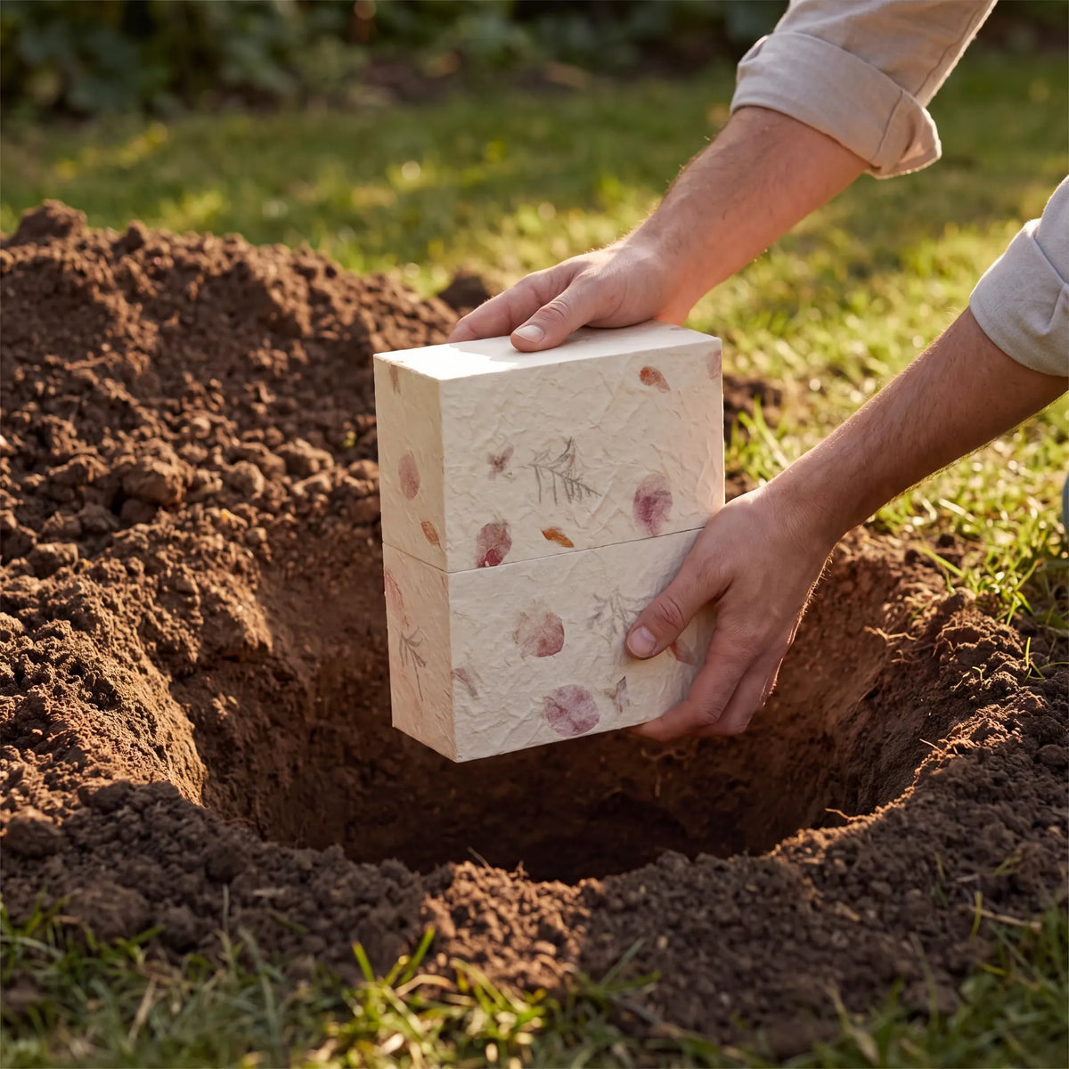 Simplicity Earthurn Biodegradable Urn for Ashes in Floral - Adult