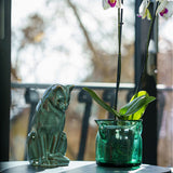Sitting Cat Urn for Ashes in Oily Green