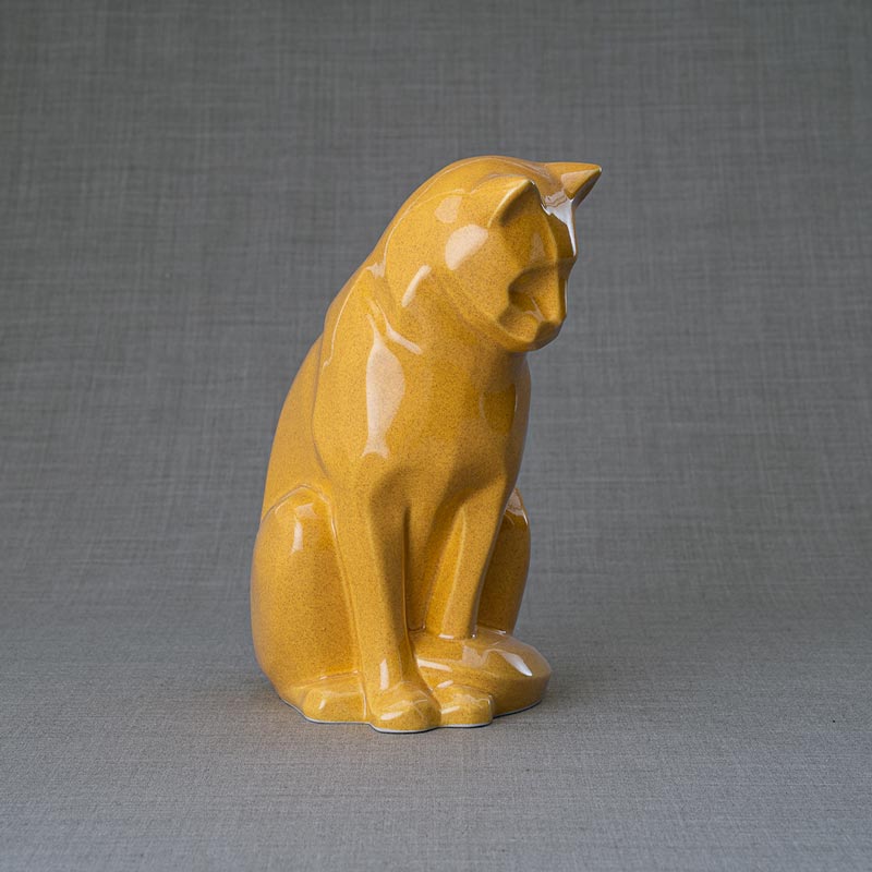 Sitting Cat Cremation Urn For Pets Ashes Amber Side View
