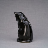 Sitting Cat Urn for Ashes in Glossy Black