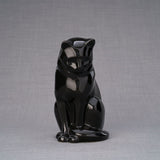 Sitting Cat Urn for Ashes in Glossy Black