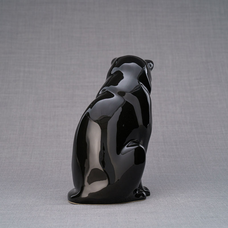 Sitting Cat Cremation Urn For Pets Ashes Black Rear View