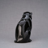 Sitting Cat Urn for Ashes in Glossy Black