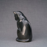 Sitting Cat Urn for Ashes in Matte Black