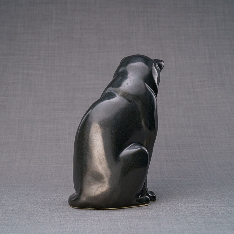 Sitting Cat Urn for Ashes in Matte Black
