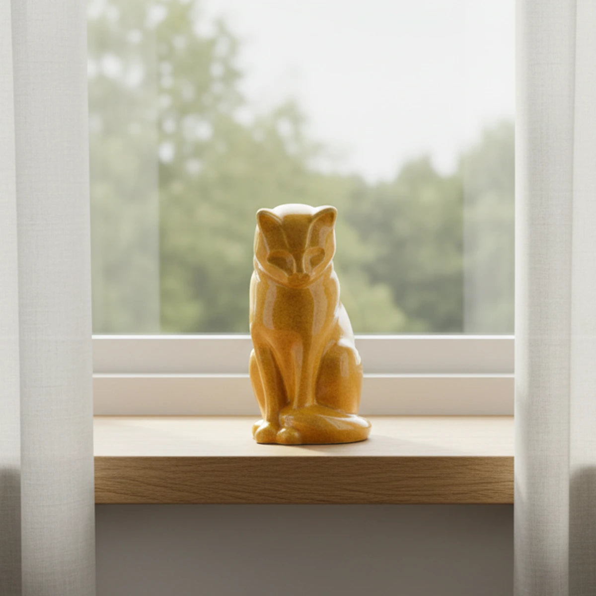 Sitting Cat Urn for Ashes in Amber