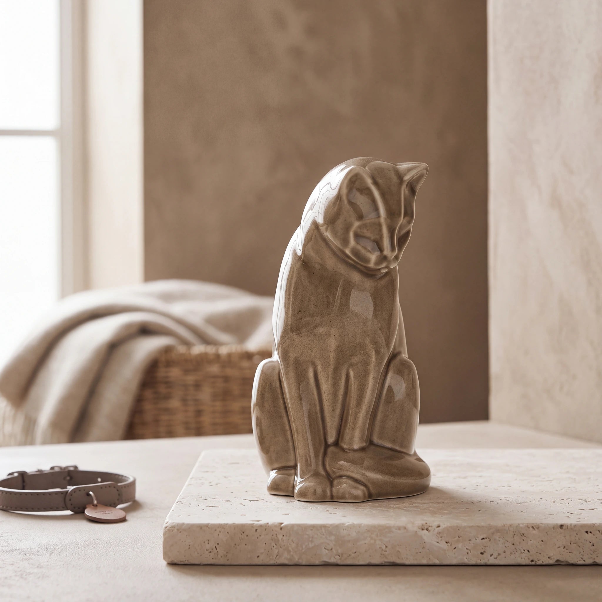 Sitting-Cat-Urn-for-Ashes-in-Beige-Grey-pet_hearth_basket