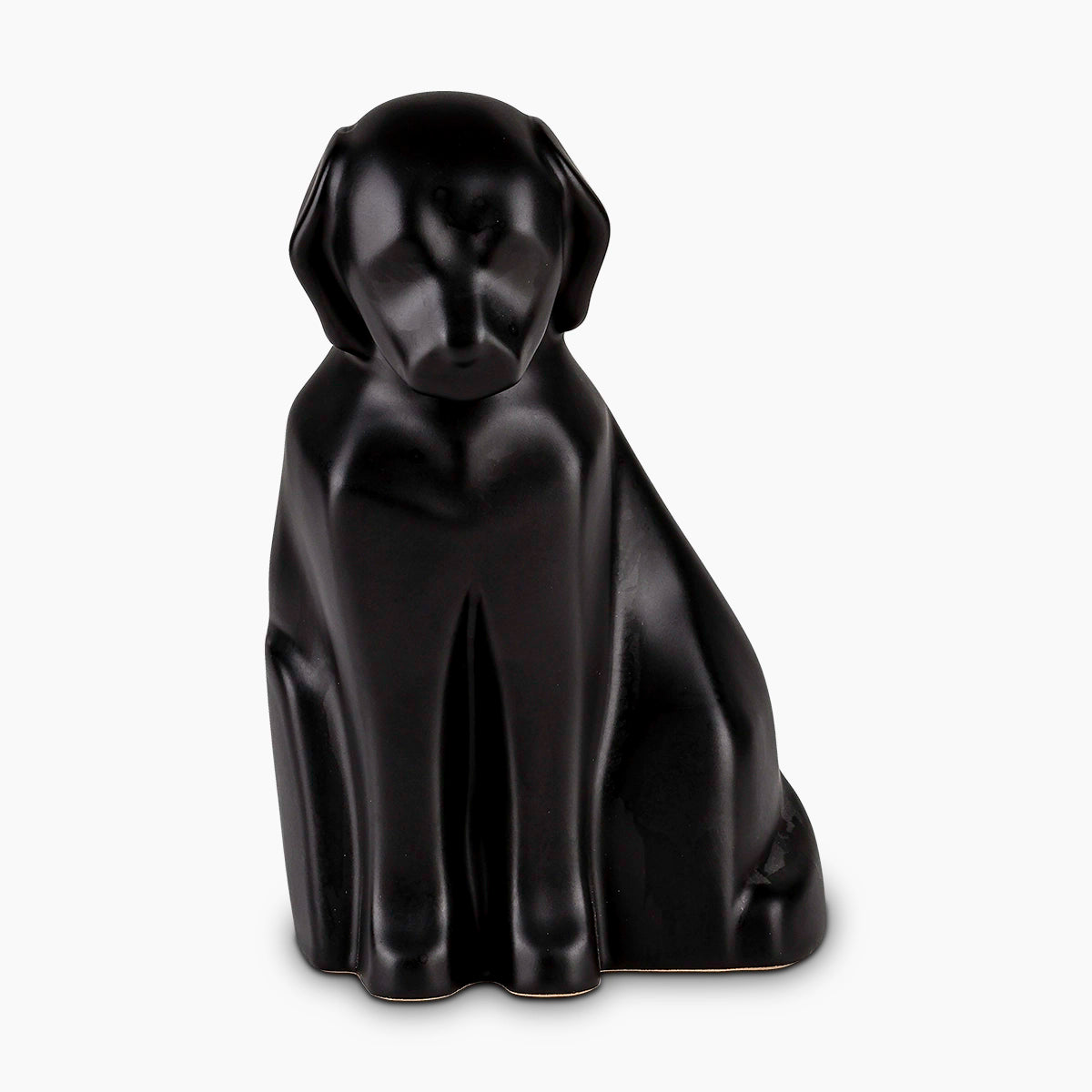 Sitting Dog Pet Urn for Ashes in Matte Black Medium
