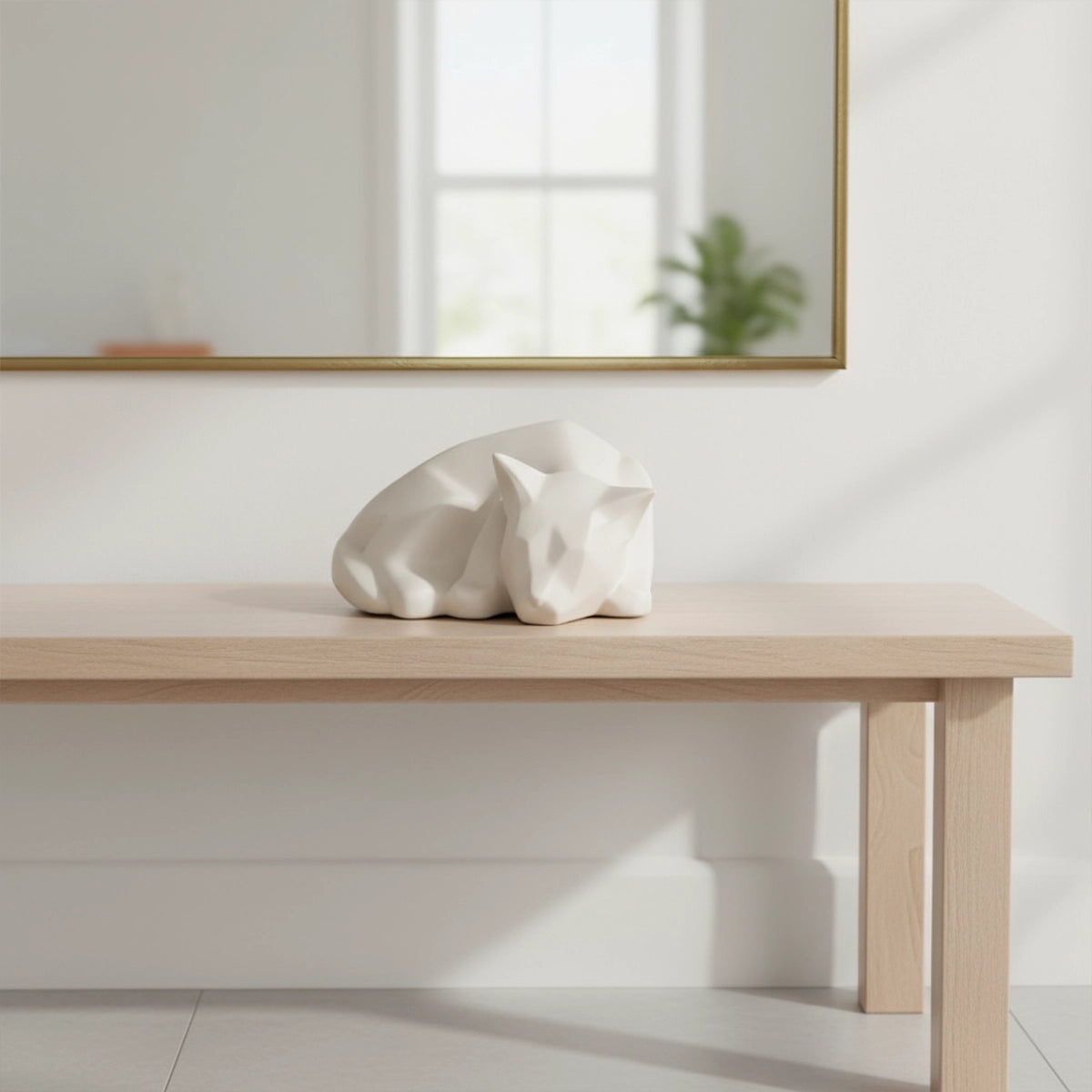 Sleeping Cat Urn for Ashes in Matte White
