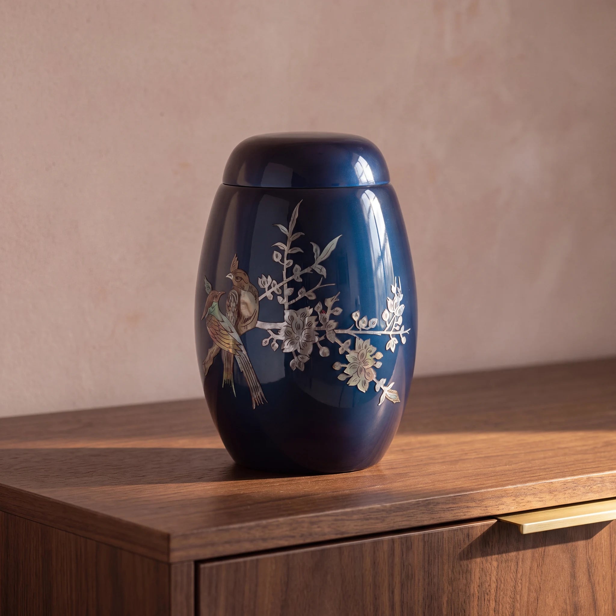 Songbird Fibreglass Adult Cremation Urn for Ashes in Blue