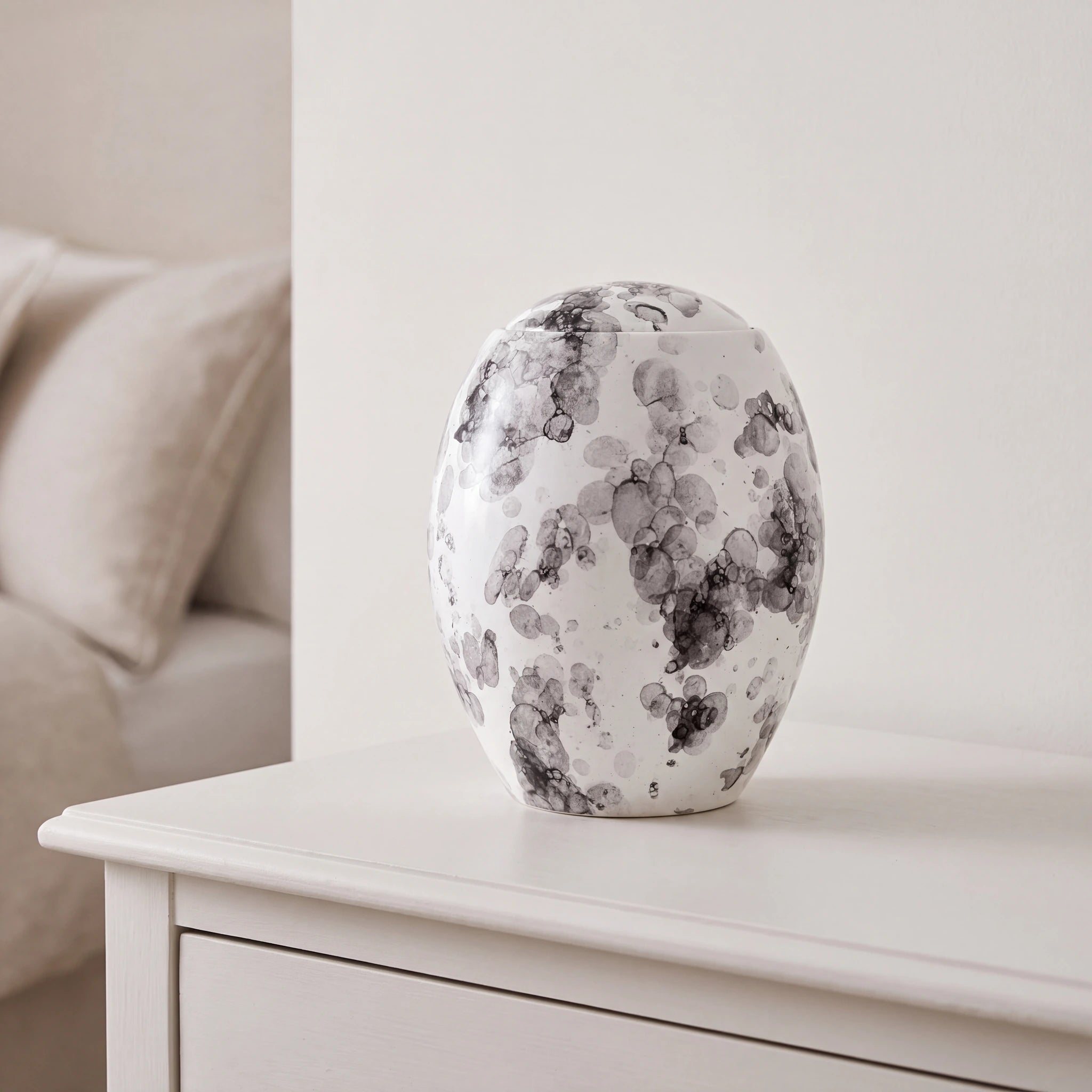Splash Modern Adult Cremation Urn for Ashes in White