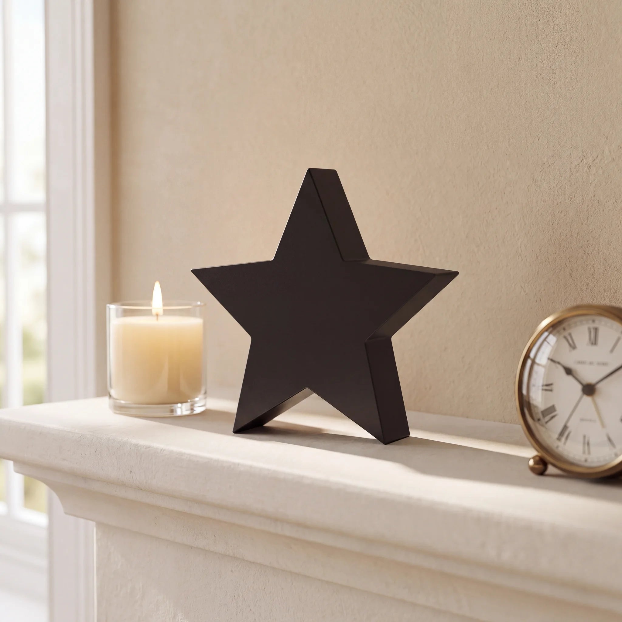 Star-Extra-Small-Urn-for-Ashes-in-Matte-Black-Stainless-Steel-keepsake_candle_clock