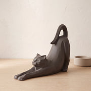 Stretching Cat Urn for Ashes in Charcoal Grey