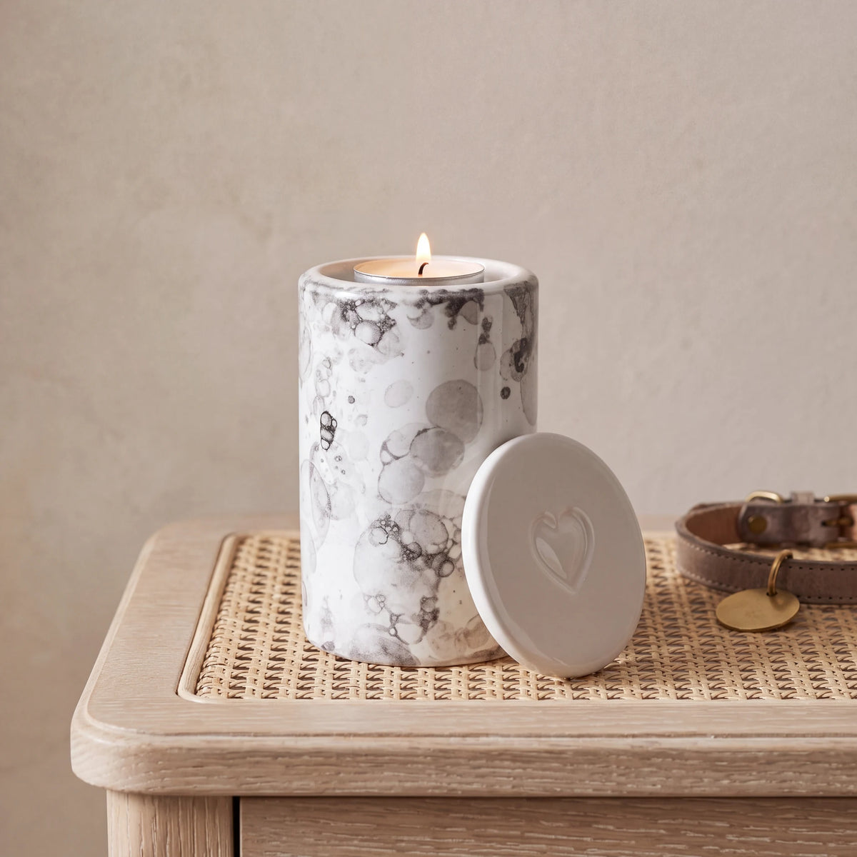 Tealight-Combo-Keepsake-Urn-for-Ashes-in-White-Marble-Lid-Beside