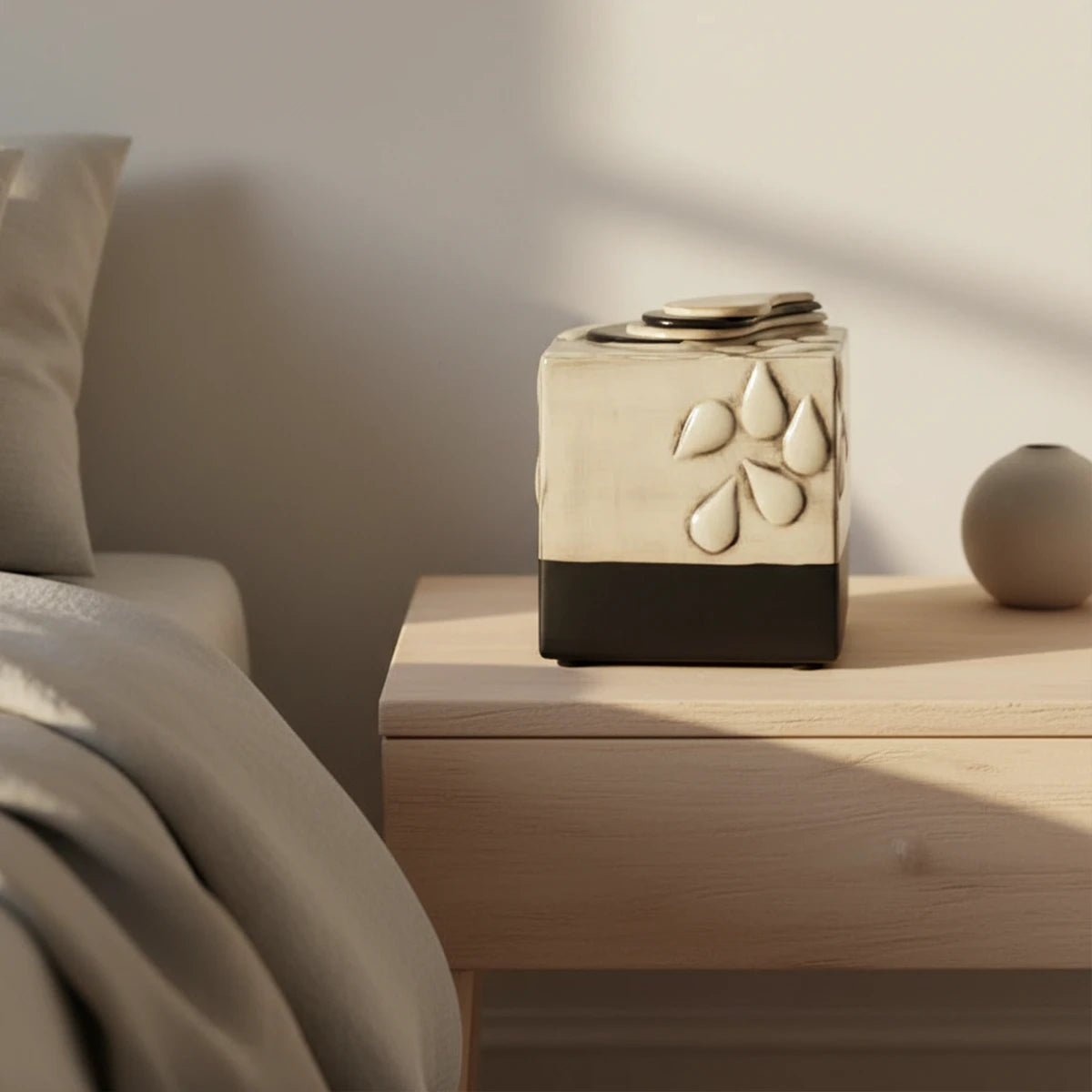 Teardrop Cube Adult Cremation Urn for Ashes By Bedside in Home