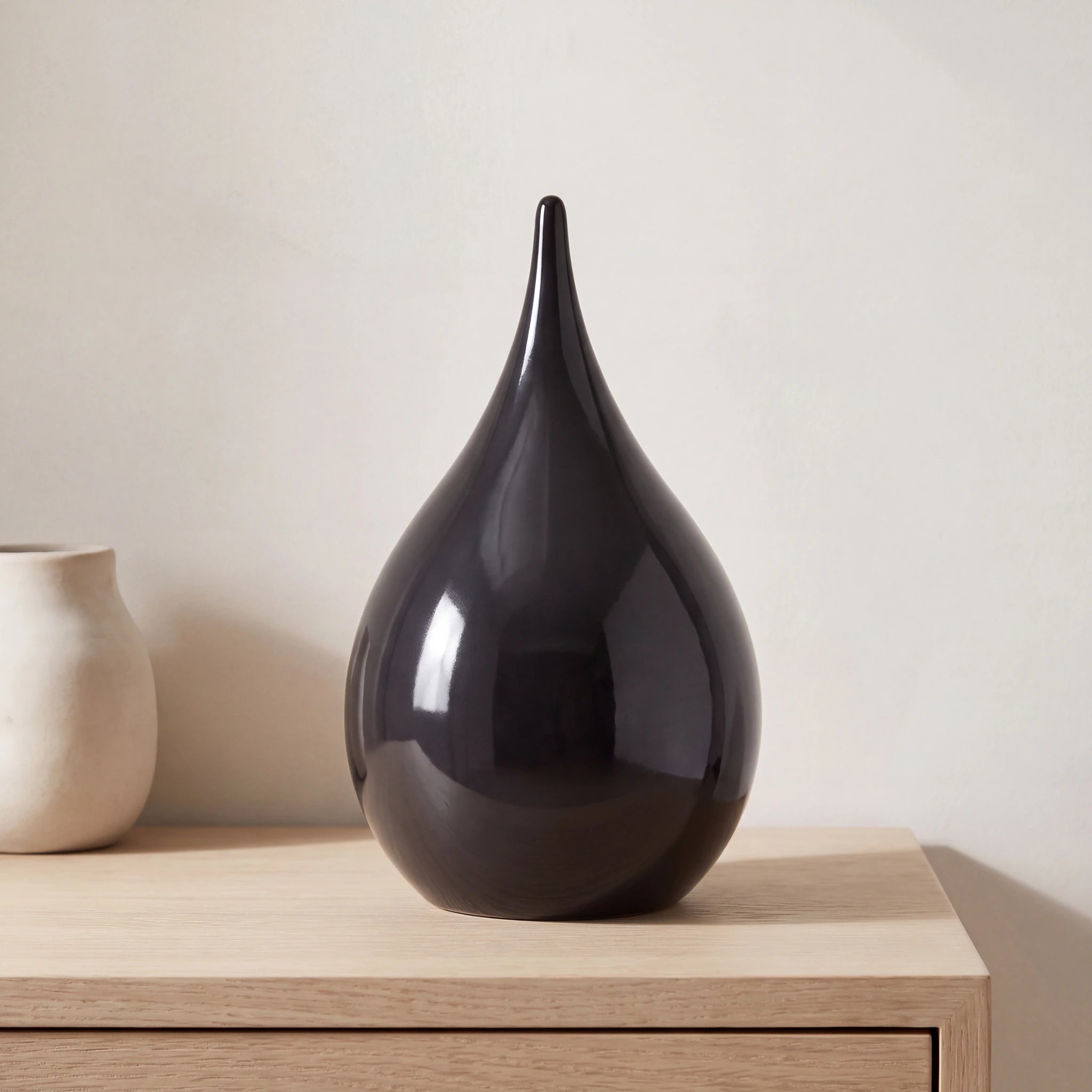 Teardrop-Keepsake-Urn-for-Ashes-Oak-Console