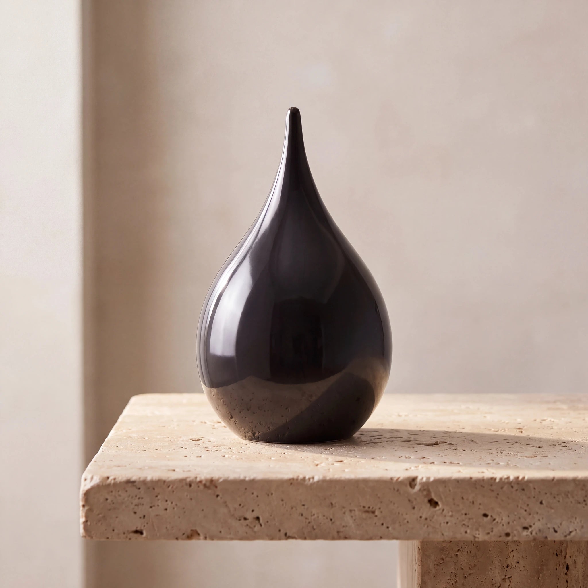 Teardrop-Medium-Urn-for-Ashes-Travertine-Ledge