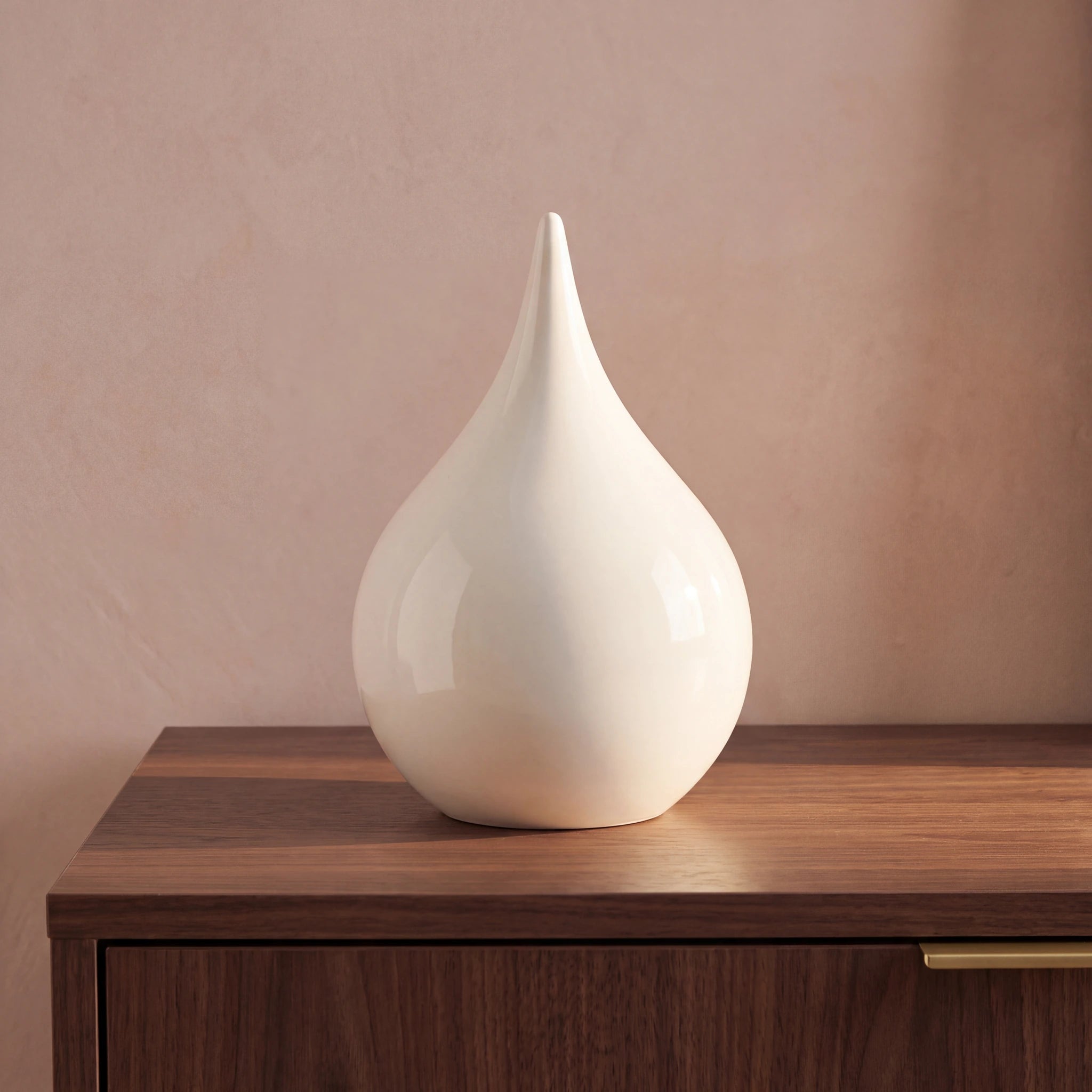 Teardrop-Small-Urn-for-Ashes-in-White-Walnut-Sideboard