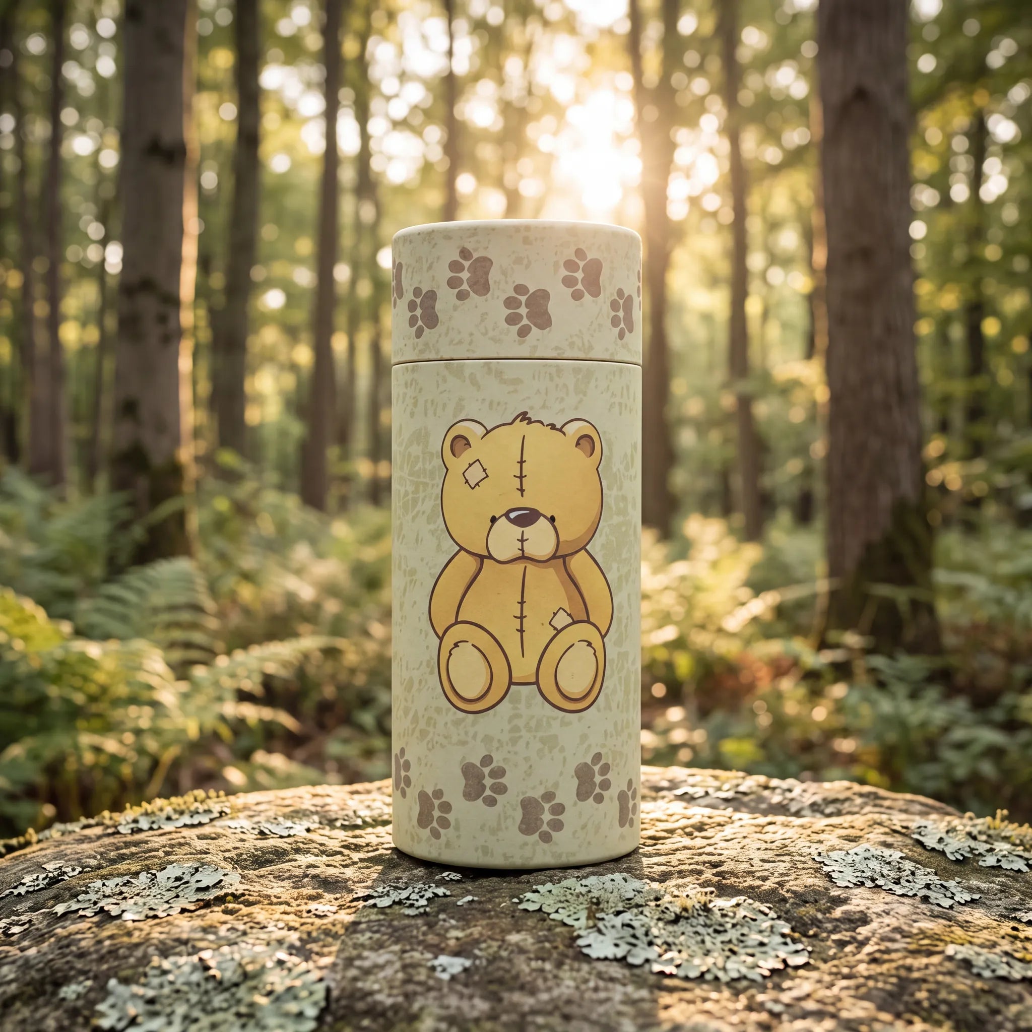 Teddy-Bear-Eco-Friendly-Scattering-Tube-for-Pet-Ashes-Token-In-the-Woods
