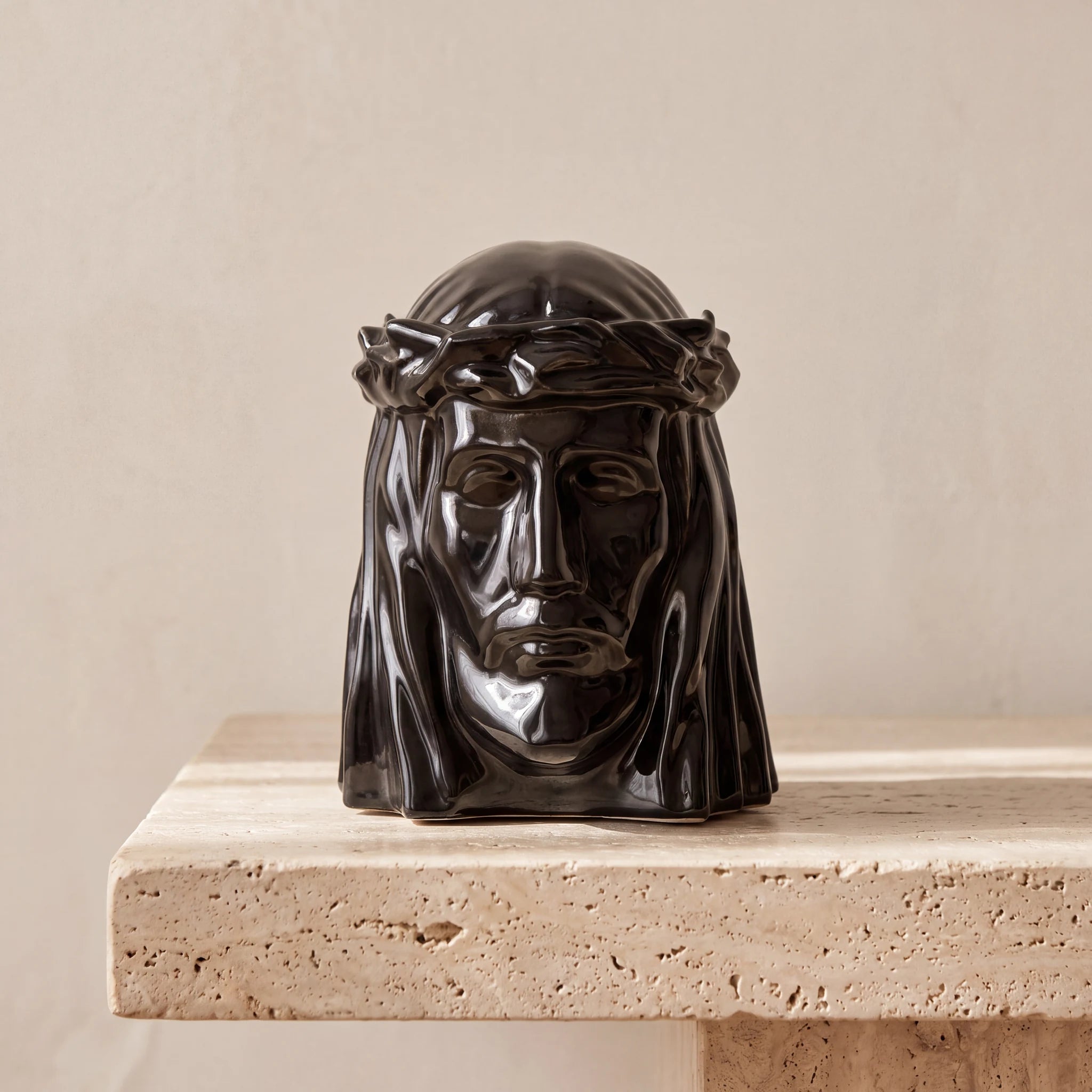 The Christ Adult Cremation Urn for Ashes in Glossy Black