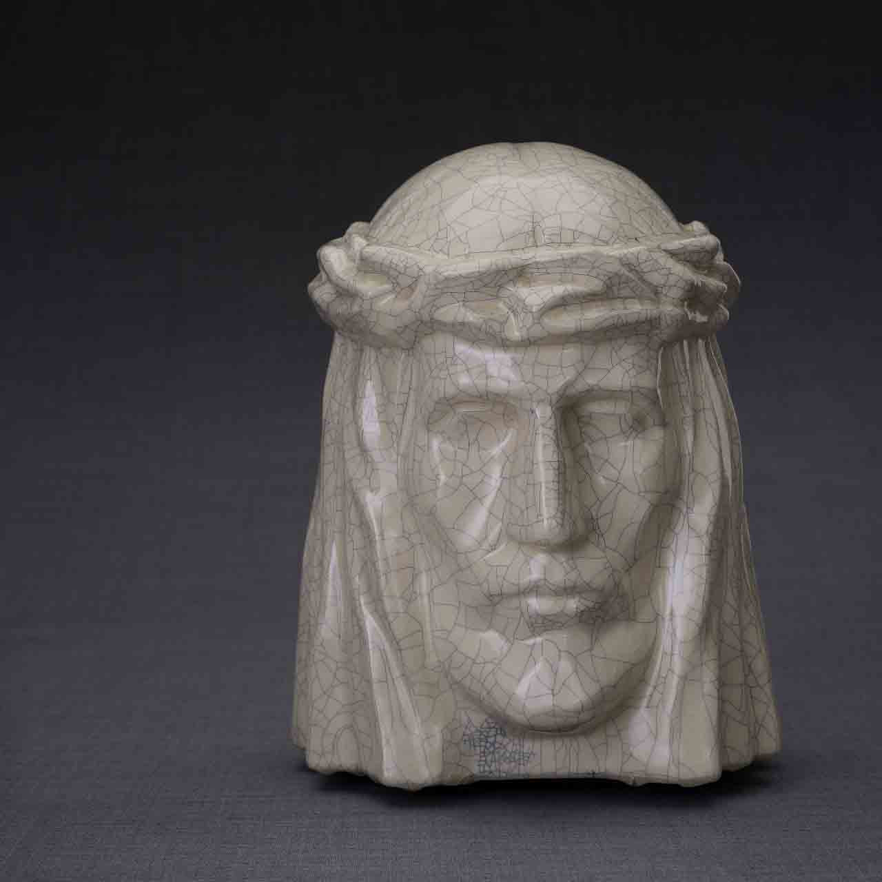 The Christ Adult Cremation Urn for Ashes in Crackle Glaze