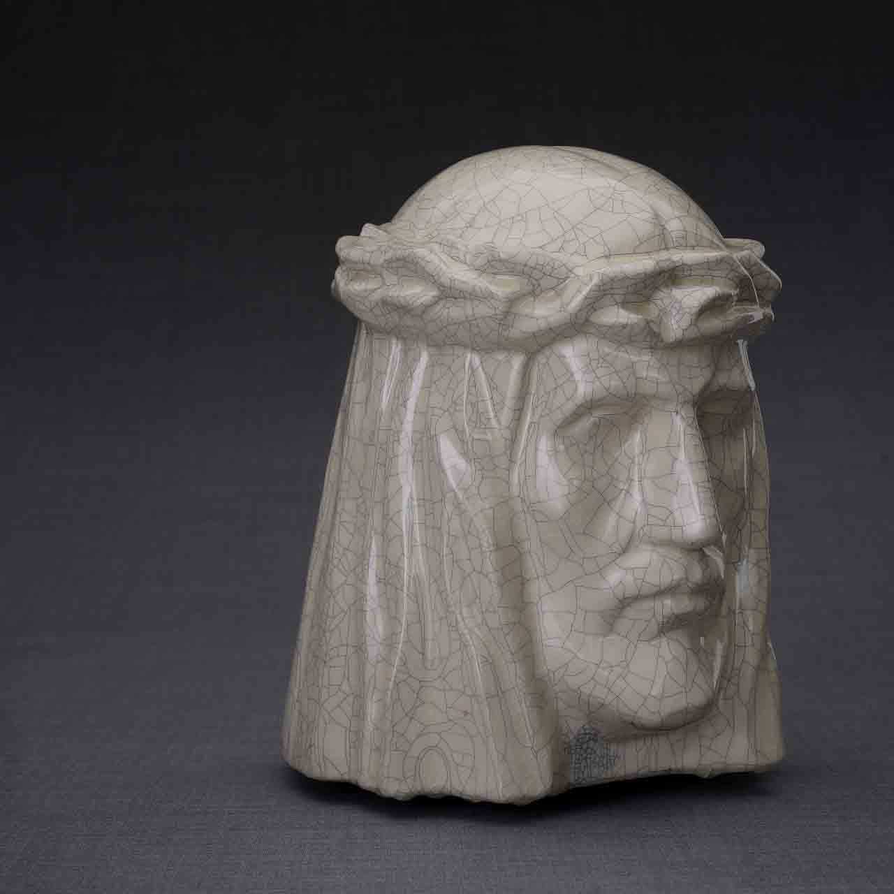 The Christ Adult Cremation Urn for Ashes in Crackle Glaze
