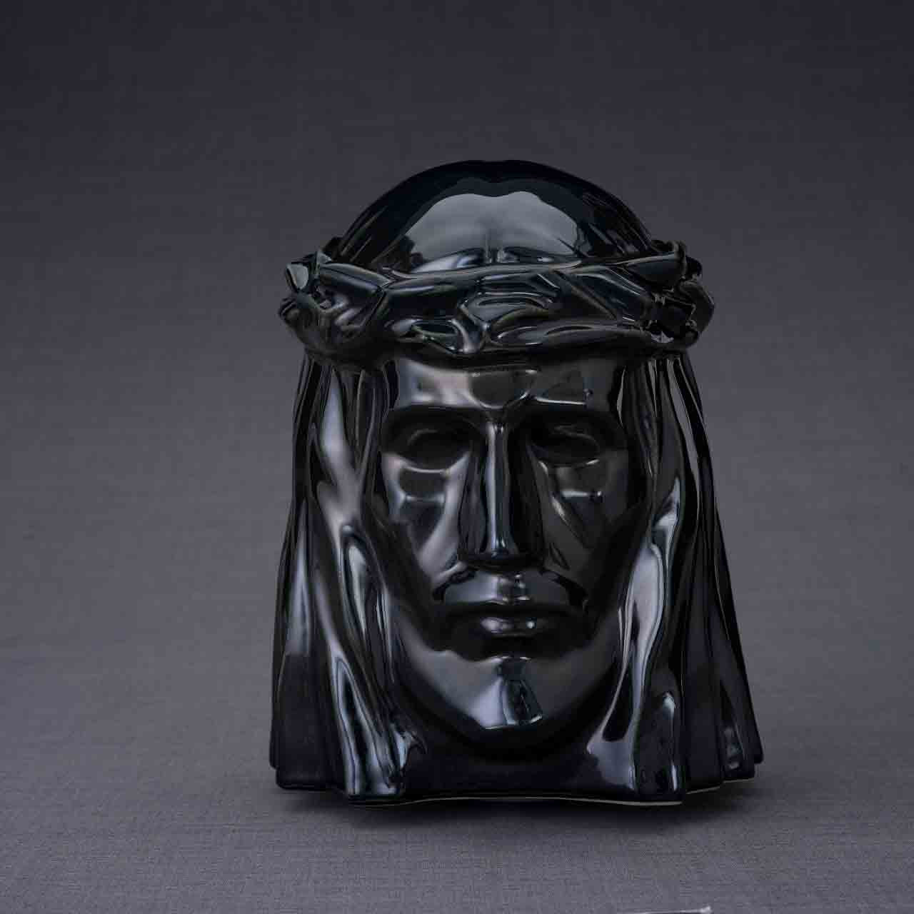 The Christ Adult Cremation Urn for Ashes in Glossy Black