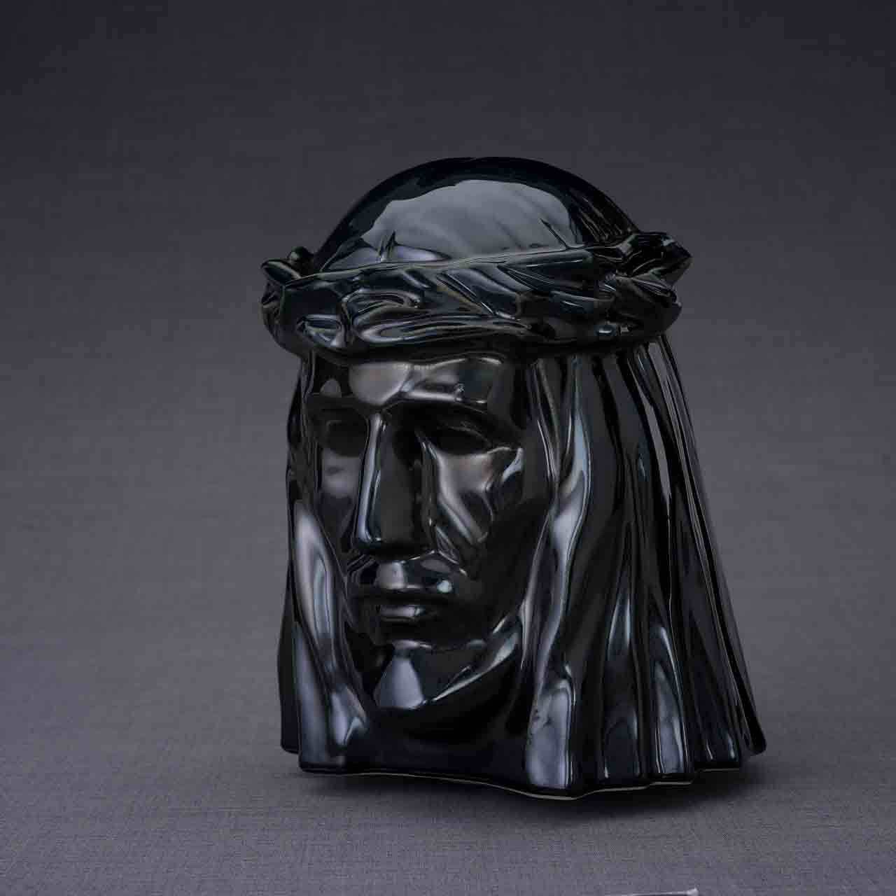 The Christ Adult Cremation Urn for Ashes in Glossy Black
