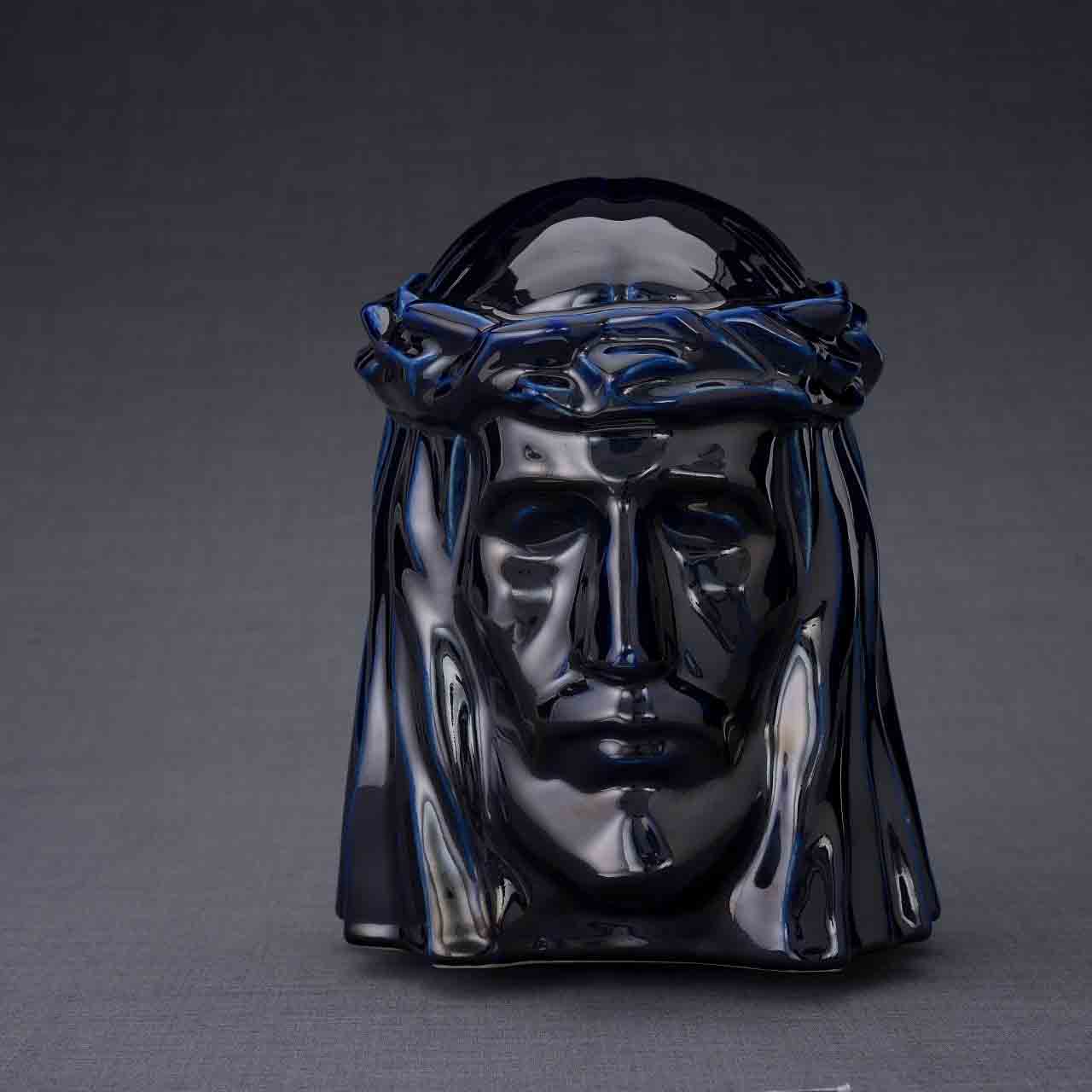 The Christ Adult Cremation Urn for Ashes in Metallic Blue